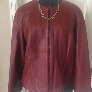 Women’s Faux Leather Burgundy Jacket Size Large